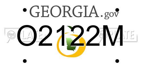 O2122M Georgia License Plate