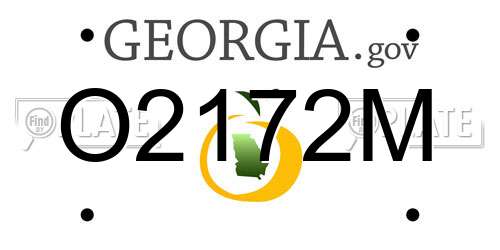 O2172M Georgia License Plate