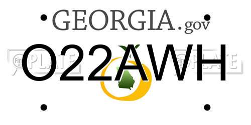 O22AWH Georgia License Plate