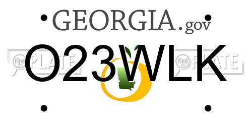 O23WLK Georgia License Plate