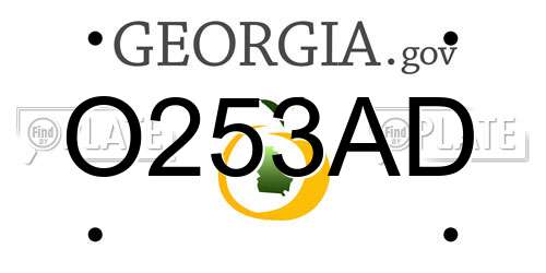 O253AD Georgia License Plate