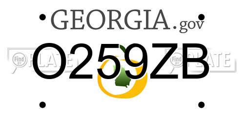 O259ZB Georgia License Plate
