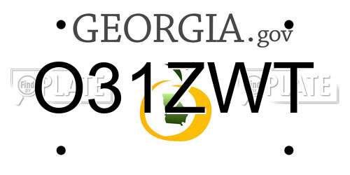 O31ZWT Georgia License Plate