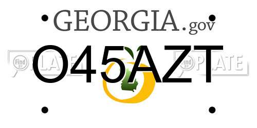 O45AZT Georgia License Plate