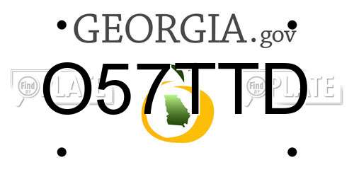 O57TTD Georgia License Plate