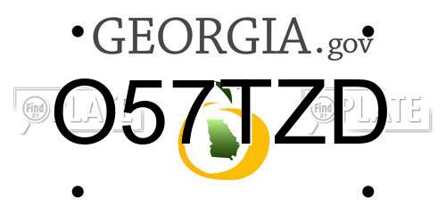 O57TZD Georgia License Plate