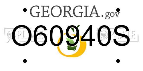 O60940S Georgia License Plate