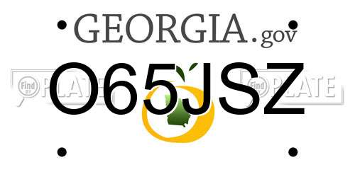 O65JSZ Georgia License Plate