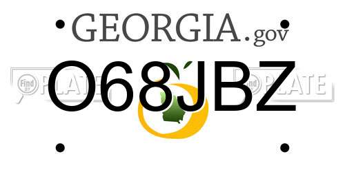 O68JBZ Georgia License Plate