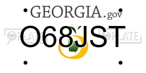 O68JST Georgia License Plate