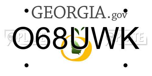 O68UWK Georgia License Plate