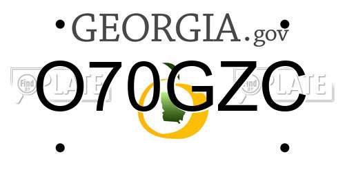 O70GZC Georgia License Plate