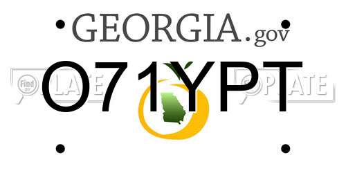 O71YPT Georgia License Plate
