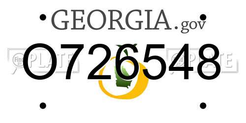 O726548 Georgia License Plate