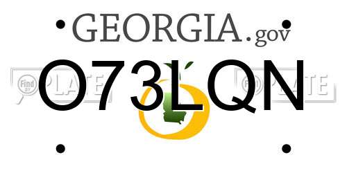 O73LQN Georgia License Plate