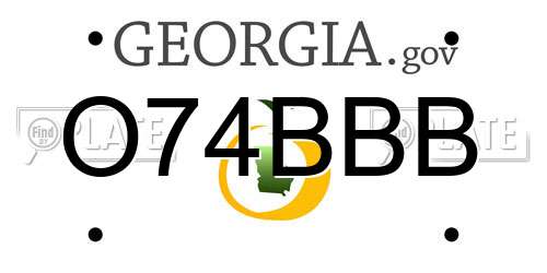 O74BBB Georgia License Plate