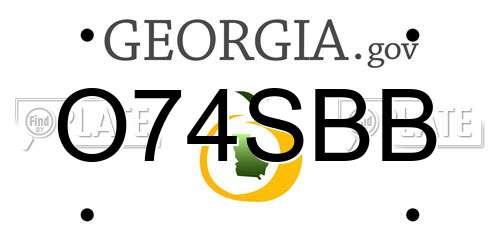 O74SBB Georgia License Plate