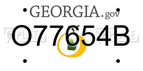O77654B Georgia License Plate