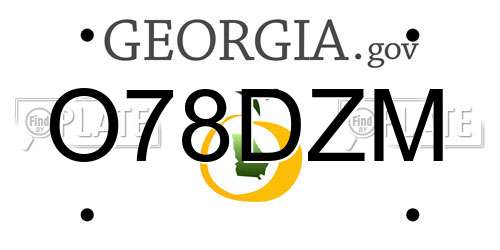 O78DZM Georgia License Plate