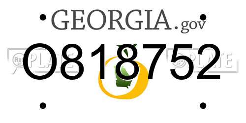 O818752 Georgia License Plate