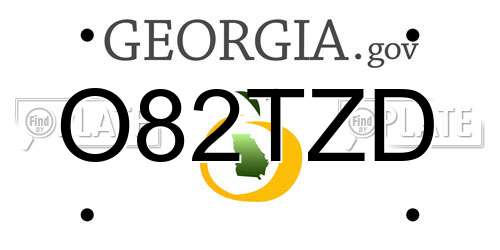 O82TZD Georgia License Plate
