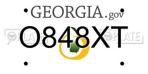 O848XT Georgia License Plate