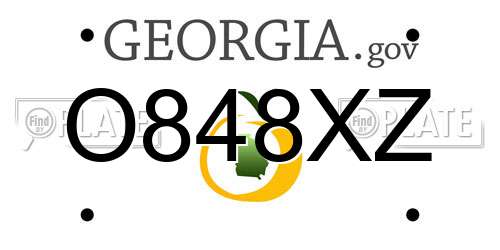 O848XZ Georgia License Plate