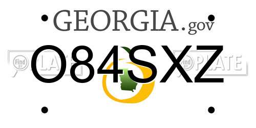 O84SXZ Georgia License Plate