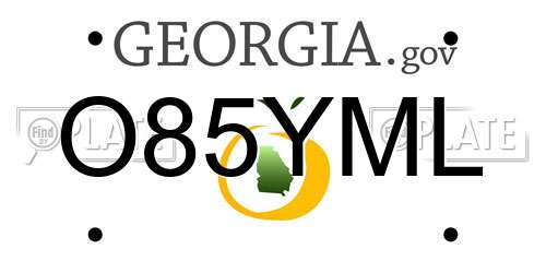 O85YML Georgia License Plate