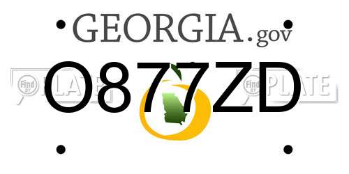 O877ZD Georgia License Plate