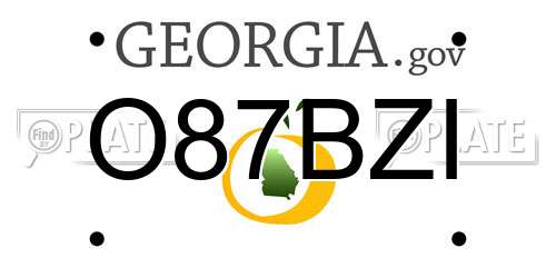 O87BZI Georgia License Plate