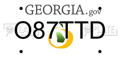 O87TTD Georgia License Plate