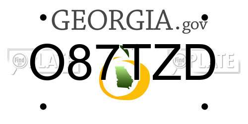 O87TZD Georgia License Plate