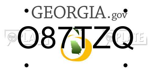 O87TZQ Georgia License Plate