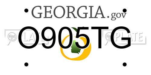 O905TG Georgia License Plate