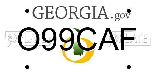 O99CAF Georgia License Plate