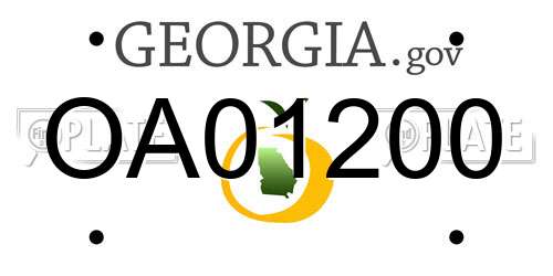 OA01200 Georgia License Plate