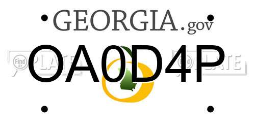 OA0D4P Georgia License Plate