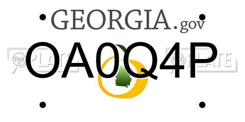 OA0Q4P Georgia License Plate