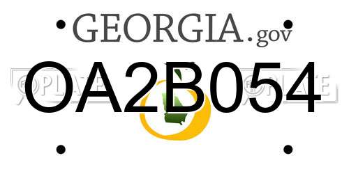 OA2B054 Georgia License Plate