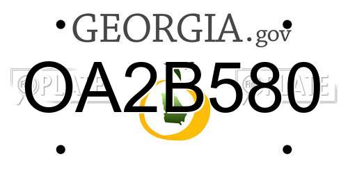 OA2B580 Georgia License Plate