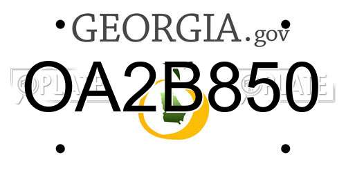 OA2B850 Georgia License Plate