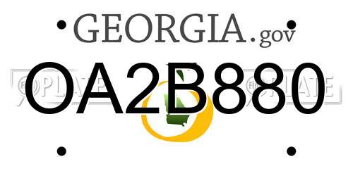 OA2B880 Georgia License Plate