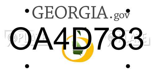 OA4D783 Georgia License Plate
