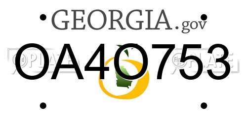 OA4O753 Georgia License Plate