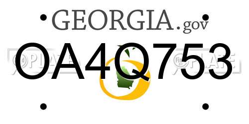 OA4Q753 Georgia License Plate