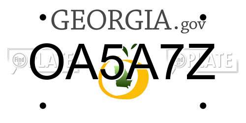 OA5A7Z Georgia License Plate