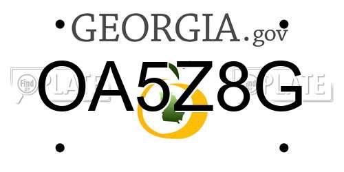 OA5Z8G Georgia License Plate