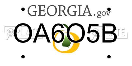 OA6O5B Georgia License Plate
