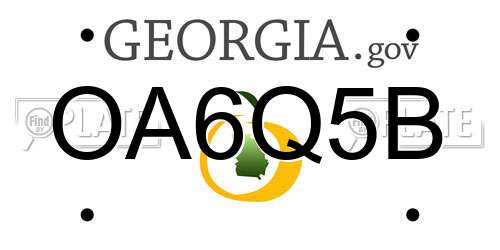 OA6Q5B Georgia License Plate